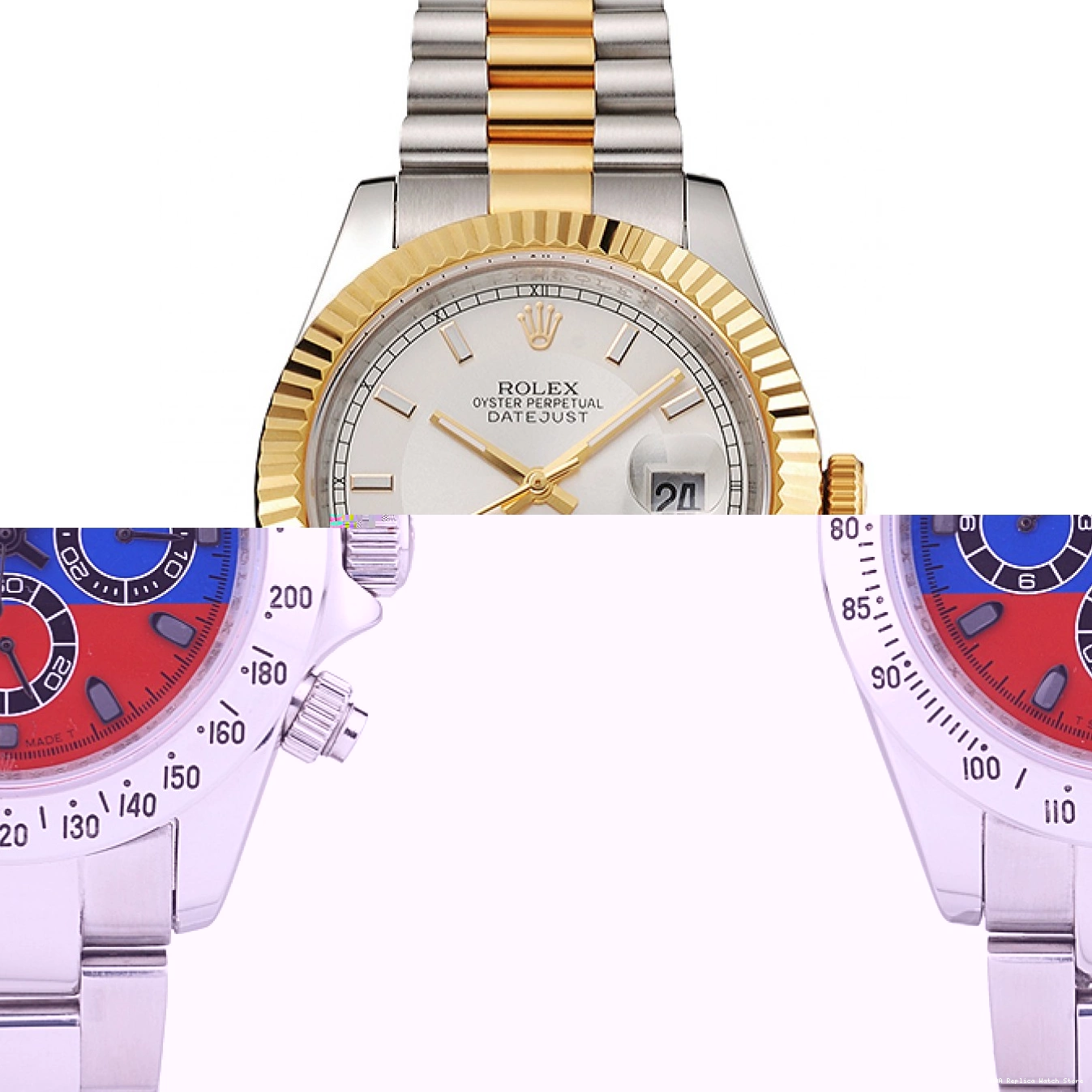 Aaa replica watch Stainless Rolex Bezel Case Tone Swiss Two White Dial Datejust Steel Gold Bracelet Gold 0722